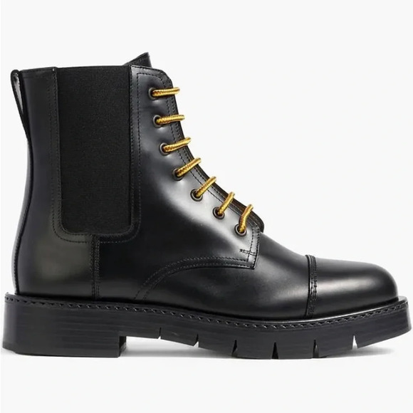 NIB Salvatore Ferragamo Rosco Leather Combat Boots in Black 7.5 - Picture 3 of 14